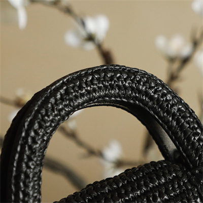 Cha.nel Mini Shopping Bag Kelly Bag Raffia Gold-Tone Metal Black AS4416