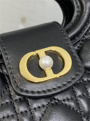 CD Jolie Top Handle Mini Bag Cannage Lambskin Black