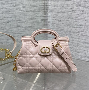 CD Jolie Top Handle Mini Bag Cannage Lambskin Powder Pink