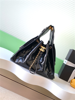 Chanel 25 Small Handbag Shinny Smooth Calfskin Gold/Silver Tone Metal Black AS5293