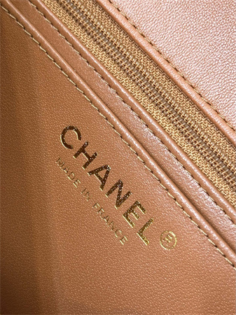 Chanel Mini Classic Flap Bag Lambskin Gold Tone Metal Caramel Color 01116 TOP