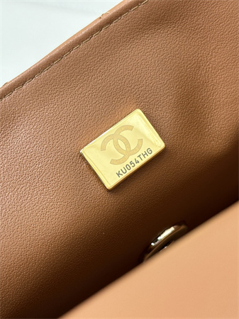 Chanel Mini Classic Flap Bag Lambskin Gold Tone Metal Caramel Color 01116 TOP