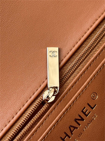 Chanel Mini Classic Flap Bag Lambskin Gold Tone Metal Caramel Color 01116 TOP