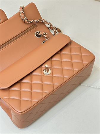 Chanel Small Classic Flap Bag Lambskin Gold Tone Metal Caramel Color 01117 TOP