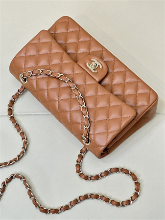 Chanel Medium Classic Flap Bag Lambskin Gold Tone Metal Caramel Color 01112 TOP