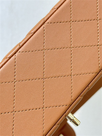 Chanel Medium Classic Flap Bag Lambskin Gold Tone Metal Caramel Color 01112 TOP