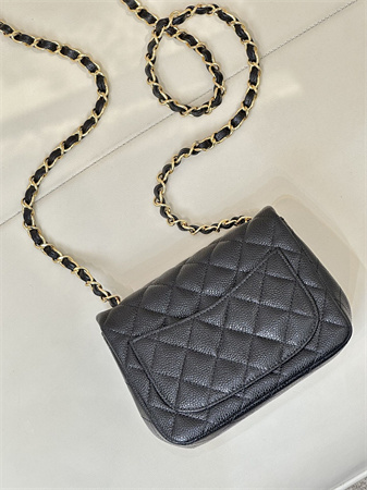 Chanel Super Mini Classic Flap Bag Grained Calfskin Gold Tone Metal Black 01115 TOP