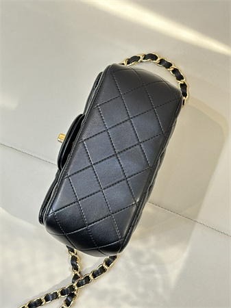 Chanel Super Mini Classic Flap Bag Lambskin Gold Tone Metal Black 01115 TOP