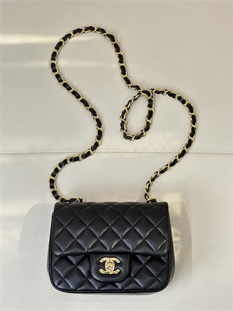 Chanel Super Mini Classic Flap Bag Lambskin Gold Tone Metal Black 01115 TOP