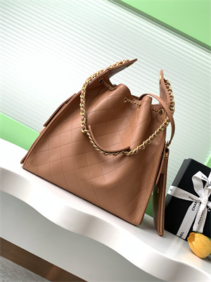 Chanel 25 Medium Handbag Grained Calfskin Gold Tone Metal Brown AS5311