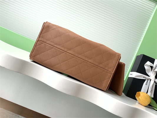 Chanel 25 Medium Handbag Grained Calfskin Gold Tone Metal Brown AS5311