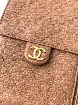 Chanel 25 Medium Handbag Grained Calfskin Gold Tone Metal Brown AS5311