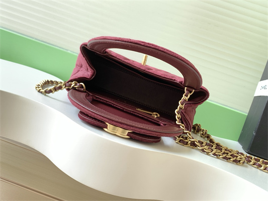 Cha.nel Mini Shopping Bag Kelly Bag Velvet Gold-Tone Metal AS4416