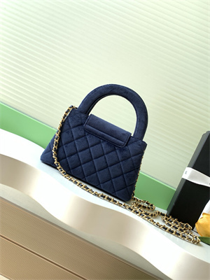 Cha.nel Mini Shopping Bag Kelly Bag Velvet Gold-Tone Metal Dk Blue AS4416