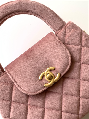 Cha.nel Mini Shopping Bag Kelly Bag Velvet Gold-Tone Metal Pink AS4416