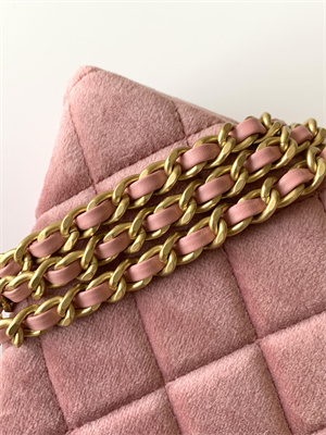 Cha.nel Mini Shopping Bag Kelly Bag Velvet Gold-Tone Metal Pink AS4416