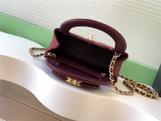 Cha.nel Mini Shopping Bag Kelly Bag Velvet Gold-Tone Metal  AS4416