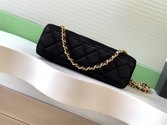 Cha.nel Mini Shopping Bag Kelly Bag Velvet Gold-Tone Metal Black AS4416