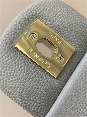 Chanel Small Classic Flap Bag Grained Calfskin Gold Tone Metal Grey 01117 TOP