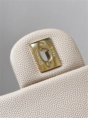 Chanel Medium Classic Flap Bag Grained Calfskin Gold Tone Metal Chai 01112 TOP