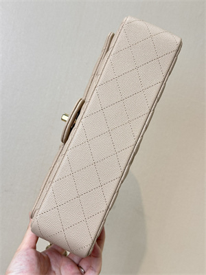 Chanel Medium Classic Flap Bag Grained Calfskin Gold Tone Metal Chai 01112 TOP