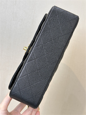 Chanel Small Classic Flap Bag Grained Calfskin Gold Tone Metal Black 01117 TOP