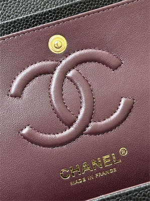 Chanel Small Classic Flap Bag Grained Calfskin Gold Tone Metal Black 01117 TOP