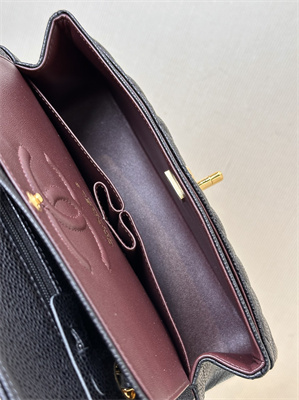 Chanel Small Classic Flap Bag Grained Calfskin Gold Tone Metal Black 01117 TOP