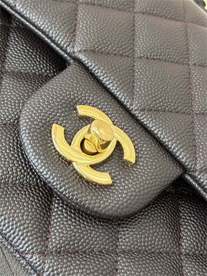 Chanel Medium Classic Flap Bag Grained Calfskin Gold Tone Metal Dk Coffee 01112 TOP