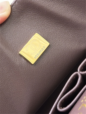 Chanel Small Classic Flap Bag Grained Calfskin Gold Tone Metal Chocolate 01117 TOP