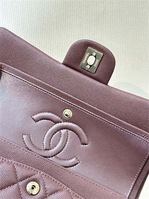 Chanel Small Classic Flap Bag Grained Calfskin Gold Tone Metal Chocolate 01117 TOP