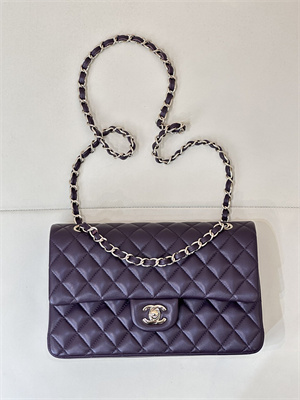 Chanel Medium Classic Flap Bag Lambskin Gold Tone Metal Grape 01112 TOP