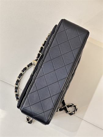 Chanel Small Classic Flap Bag Lambskin Gold Tone Metal Black 01117 TOP