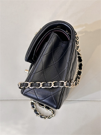 Chanel Small Classic Flap Bag Lambskin Gold Tone Metal Black 01117 TOP