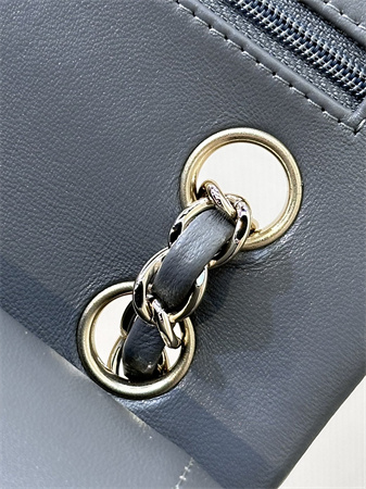 Chanel Small Classic Flap Bag Lambskin Gold Tone Metal Dk Grey 01117 TOP