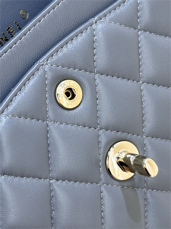 Chanel Small Classic Flap Bag Lambskin Gold Tone Metal Dk Grey 01117 TOP