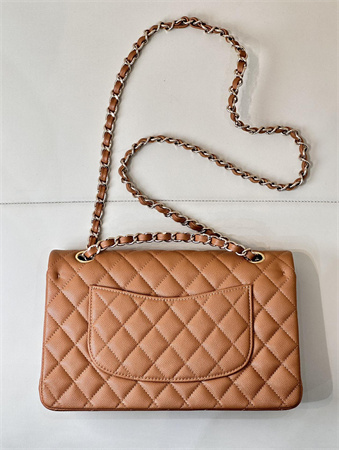 Chanel Medium Classic Flap Bag Grained Calfskin Gold Tone Metal Caramel 01112 TOP
