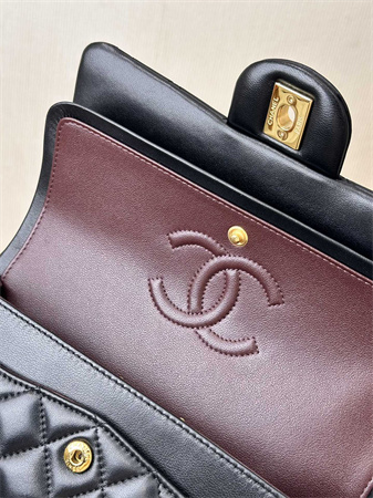 Chanel Small Classic Flap Bag Lambskin Gold Tone Metal Black 01117 TOP