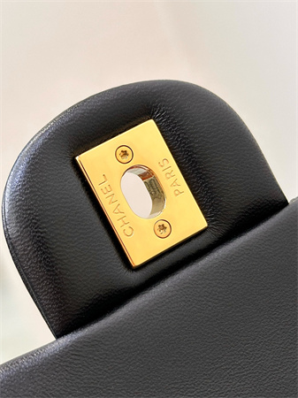 Chanel Small Classic Flap Bag Lambskin Gold Tone Metal Black 01117 TOP