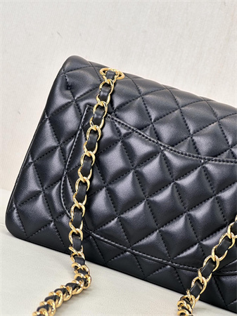 Chanel Small Classic Flap Bag Lambskin Gold Tone Metal Black 01117 TOP