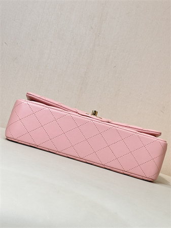 Chanel Medium Classic Flap Bag Lambskin Gold Tone Metal Sakura Pink 01112 TOP