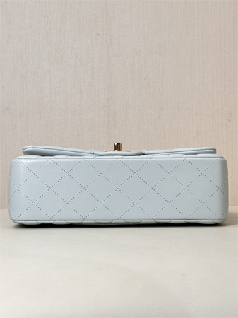 Chanel Small Classic Flap Bag Lambskin Gold Tone Metal Baby Blue 01117 TOP