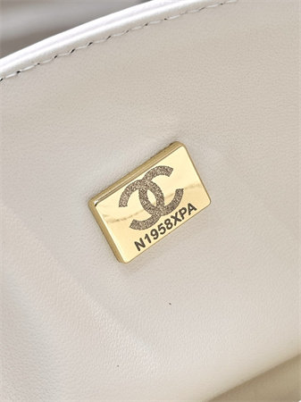Chanel Small Classic Flap Bag Lambskin Gold Tone Metal White 01117 TOP