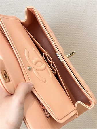 Chanel Medium Classic Flap Bag Lambskin Gold Tone Metal Orange 01112 TOP