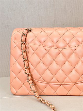 Chanel Medium Classic Flap Bag Lambskin Gold Tone Metal Orange 01112 TOP