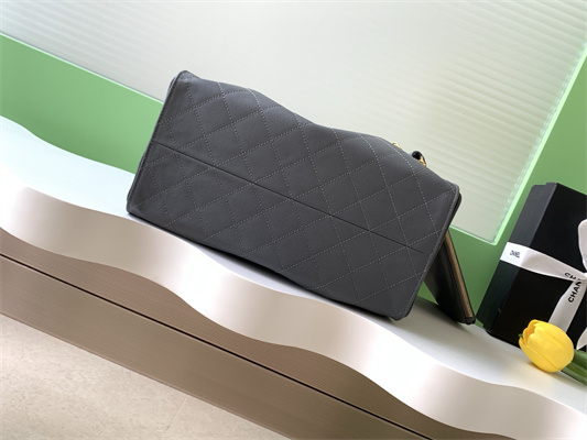 Chanel 25 Medium Handbag Grained Calfskin Gold Tone Metal Dk Grey AS5311