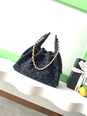 Chanel 25 Small Handbag Tweed Gold Tone Metal Navy AS5293