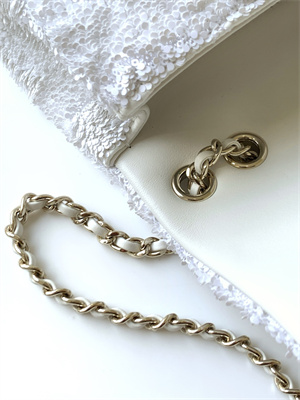 Chanel Mini Flap Bag Sequins & Gold-Tone Metal White AS4298