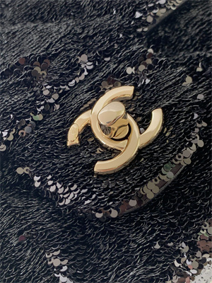 Chanel Mini Flap Bag Sequins & Gold-Tone Metal Black AS4298