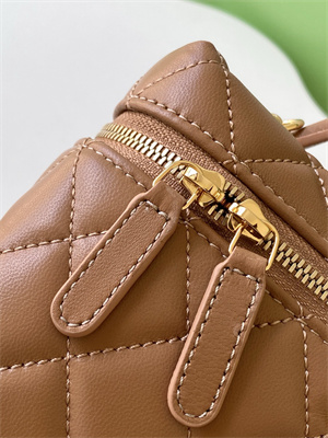 Chanel Vanity With Chain Shinny Lambskin , Strass & Gold-Tone Metal Brown AP4804